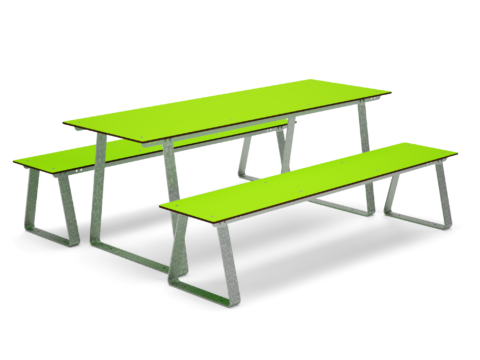 Schulhof Sitzbänke in hellen Farben Sitzgruppe-Ylvi in grün