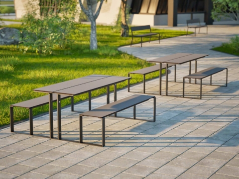 Tischbankkombi HPL in Dunkelgrau im Park
