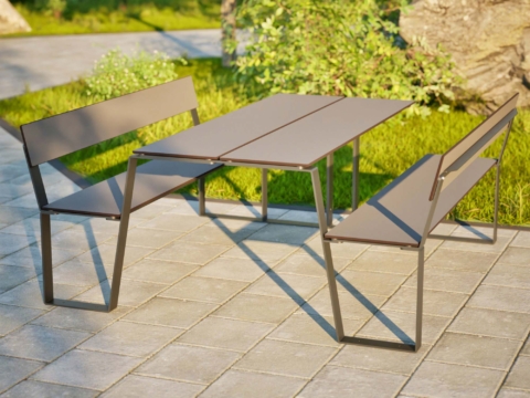Picknicktisch mit Lehne HPL in Grau