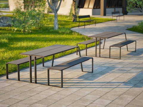 Tischbankkombi Split HPL in Dunkelgrau im Park