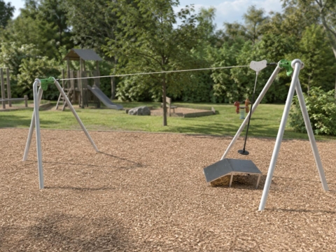 Seilbahn aus Metall Dreibein am Spielplatz