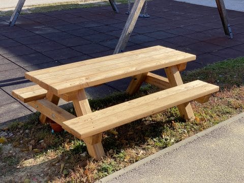 Tisch Bank Kombination für Kinder aus Lärchenholz ohne Lehne