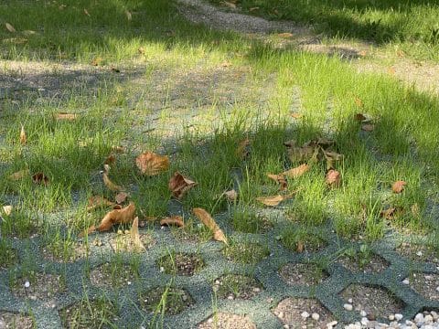 Rasenwabenmatte auf Wiese als Fallschutz und Boden