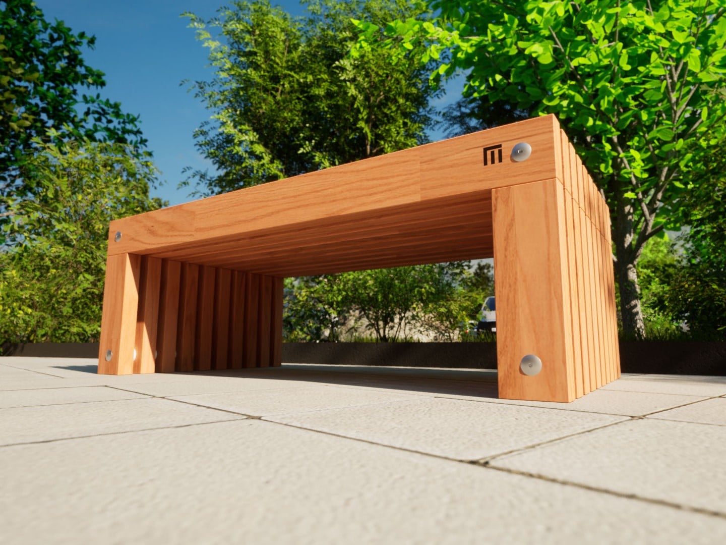 Design Sitzbank aus Lärchenholz