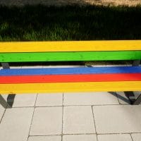 Sitzbank in Bunten Farben und Anthrazit mit Lehne für Kinder