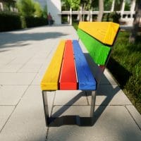 Sitzbank in Bunten Farben mit Lehne für Kinder in Anthrazit