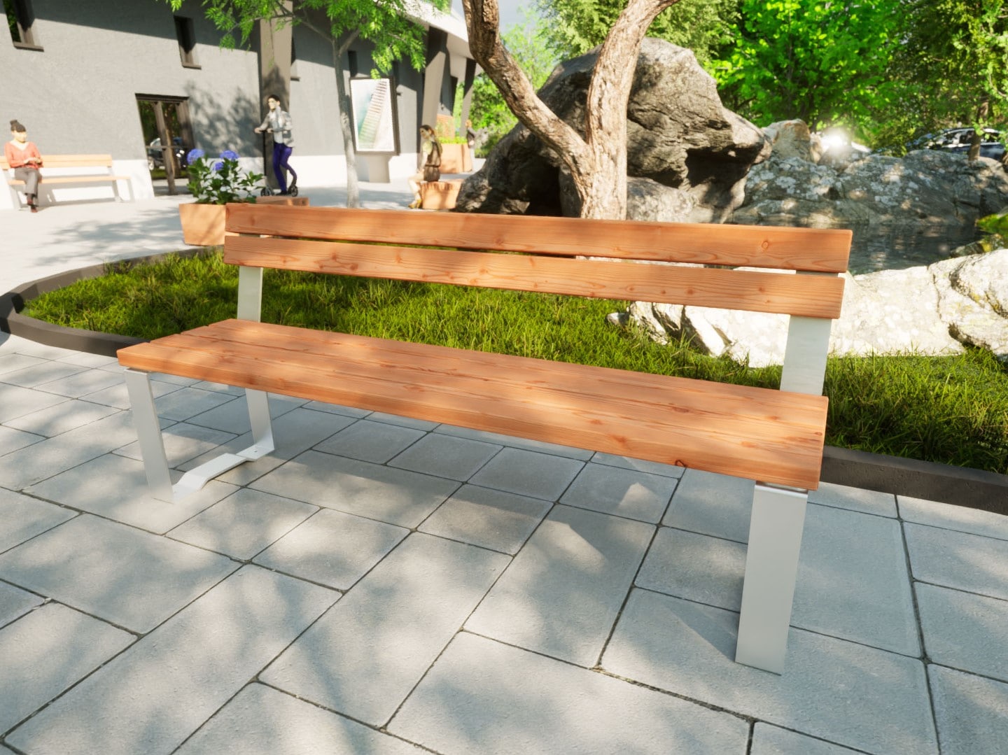Sitzbank mit Lehne aus Holz online kaufen