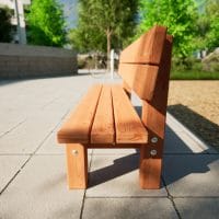Sitzbank aus Holz für Kinder in einem Park