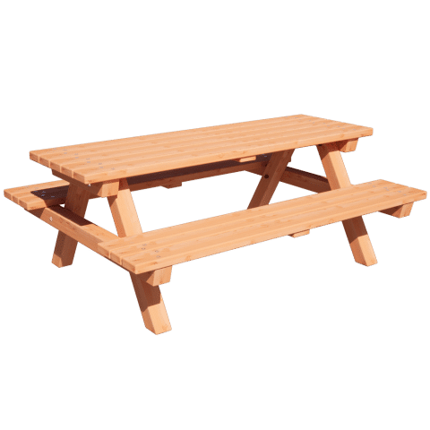 Tischbankkombi aus Holz für Stadtmobiliar
