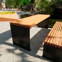 Tisch aus Lärchenholz Anthrazit mit Bank für den Park