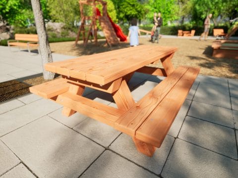 Tischbankkombination ohne Lehne aus Holz für Kinder