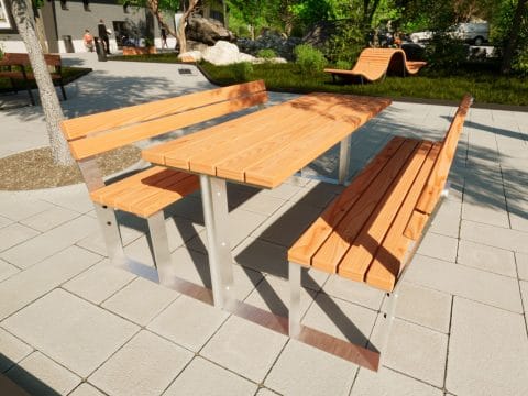 Tischbankkombination mit Lehne in einem Park
