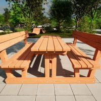 Tisch-Bank-Kombination aus Lärchenholz für öffentliche Flächen kaufen