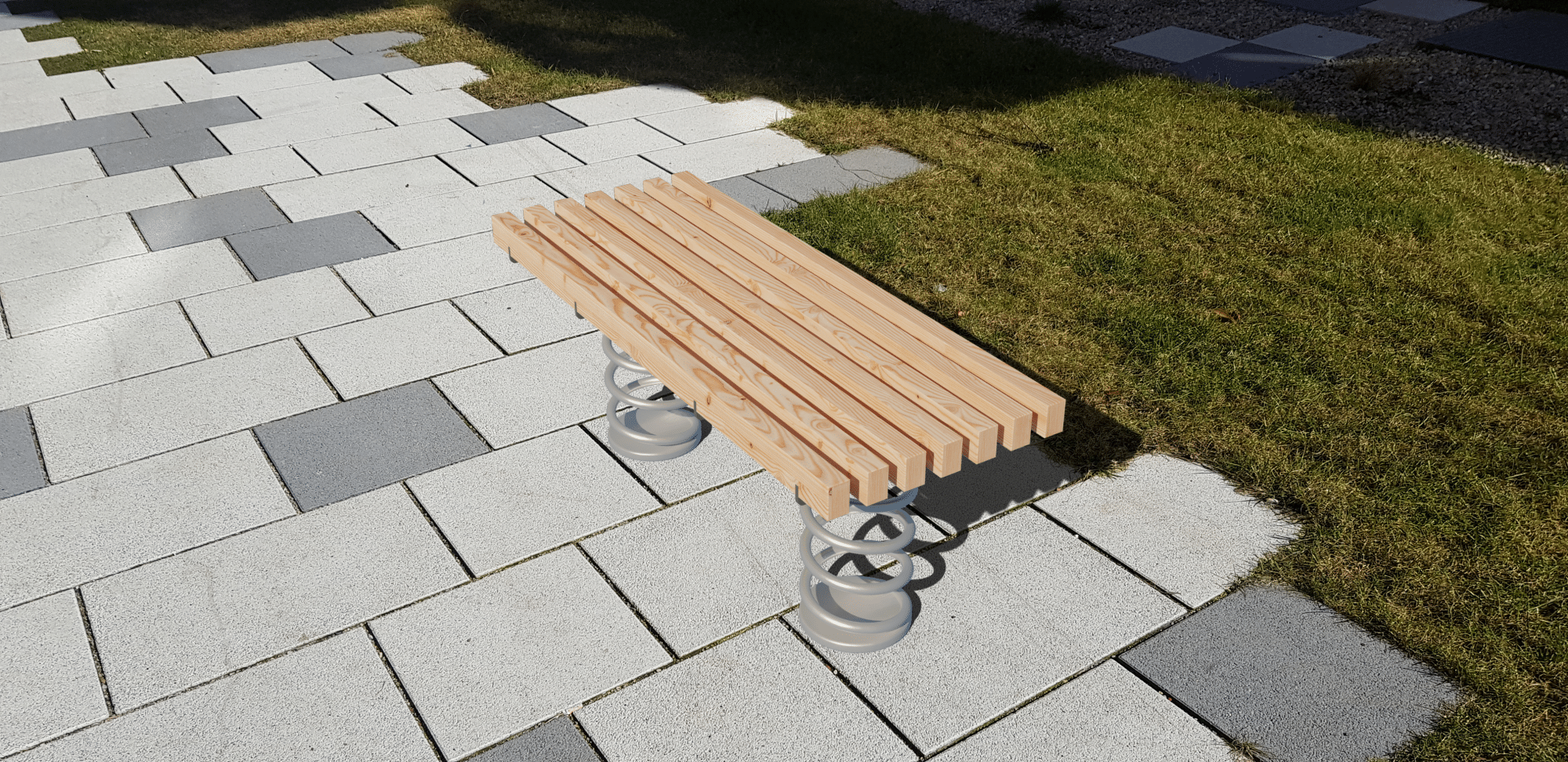 Sit & Move Bench 120x46 cm auf Steinboden